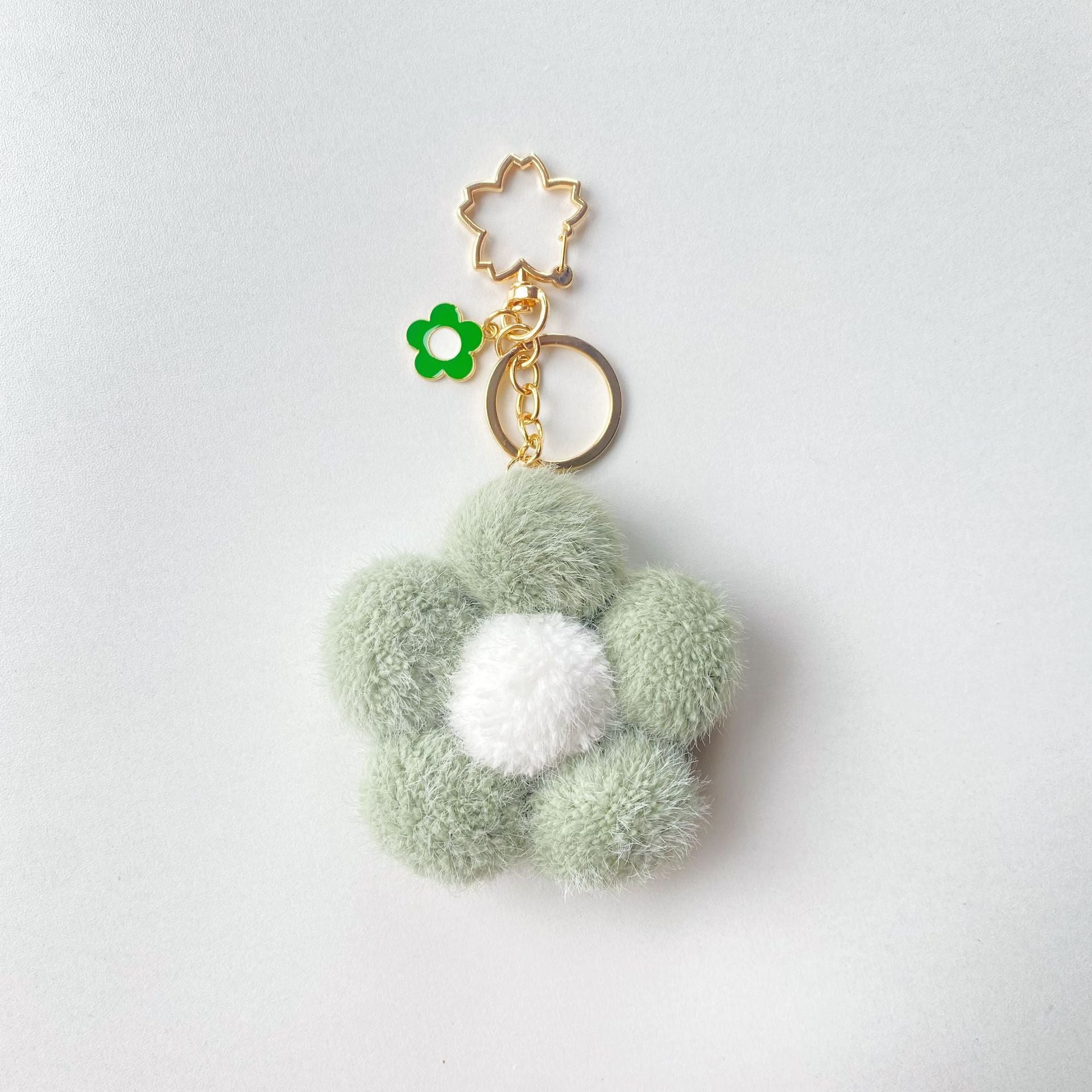 Wholesale Plush Colored Flower Ball Keychains